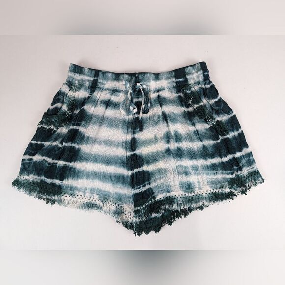 Tie-dye Lightweight Teal White Shorts Etc. by Lazy Daisy Women's size Medium - Picture 1 of 6